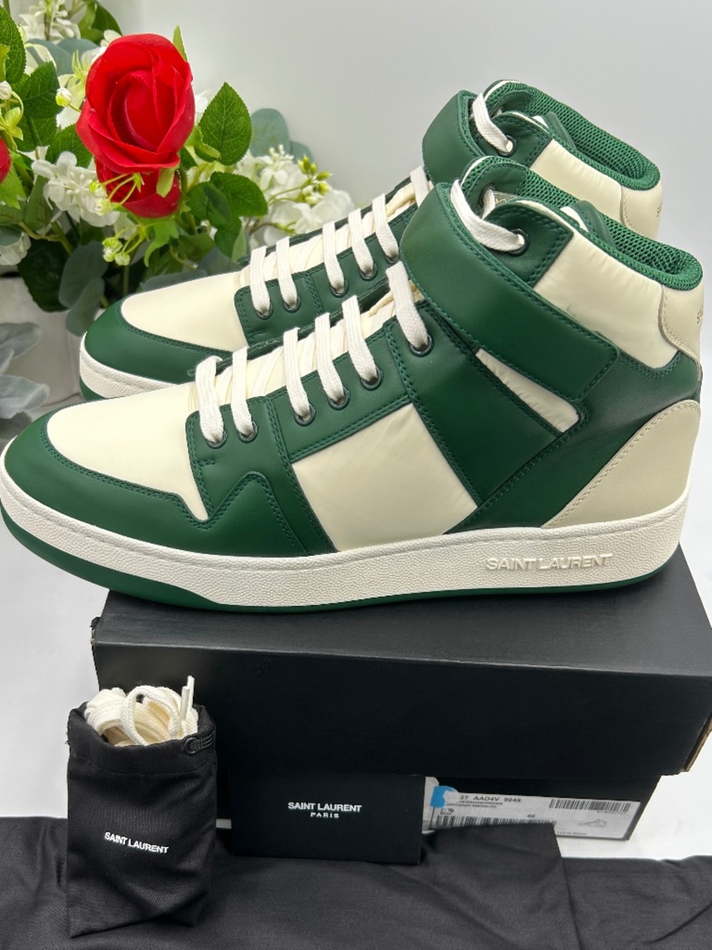 Men’s Saint Laurent LAX leather high top sneakers. Size 46/13 US. Made in Italy.